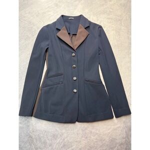 RJ Classics Xtreme Equestrian Show jacket womens sz 0 R Blazer Coat Navy Brown